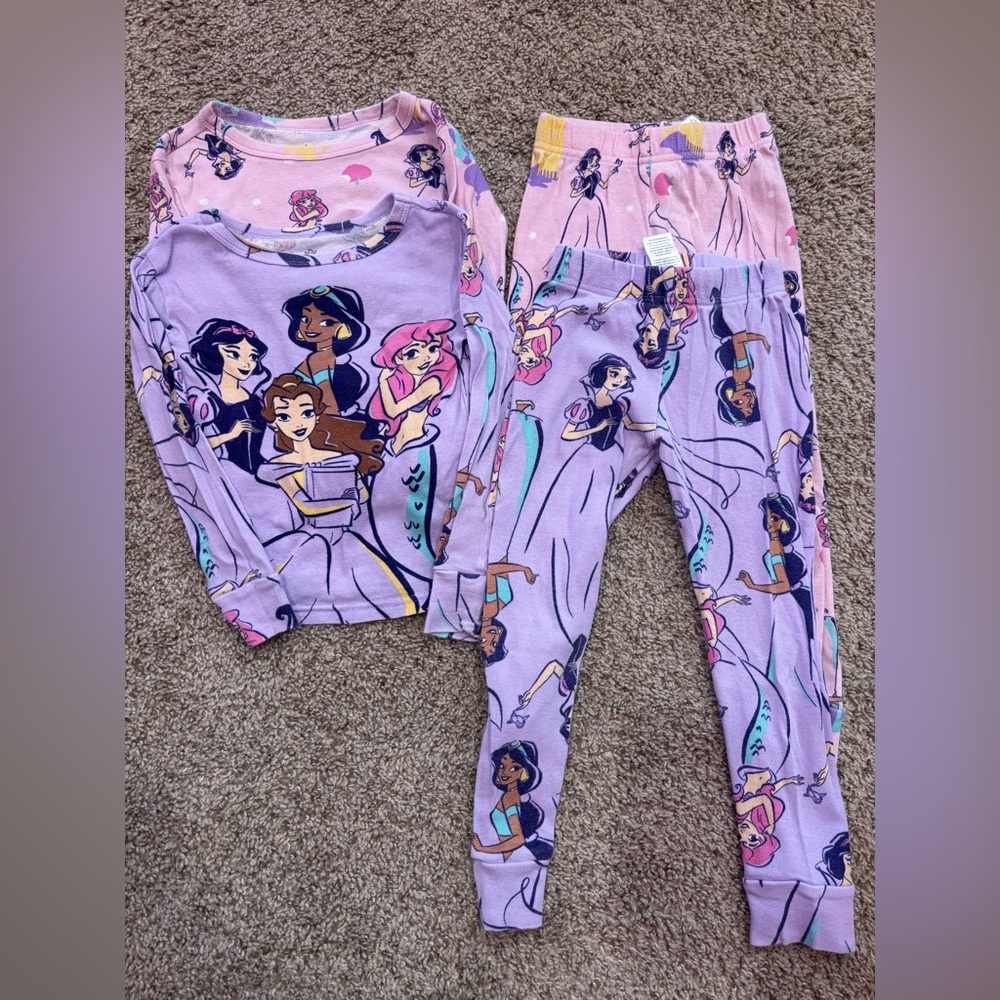 Bundle of 2 Pairs of Toddler Girls Princess Pajamas